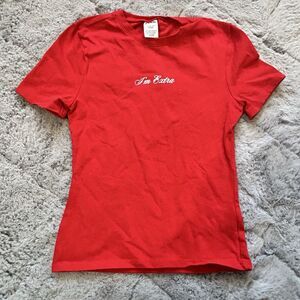 VS PINK Victoria’s Secret Baby Tee Shirt Top Preppy Y2K “I’m Extra” Cropped XS